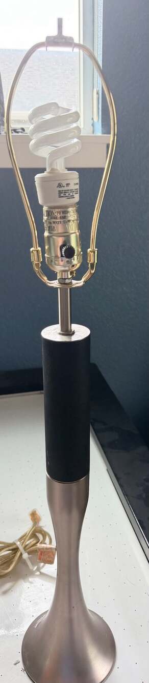 Modern Brushed Nickel and Matte Black Table Lamp Base